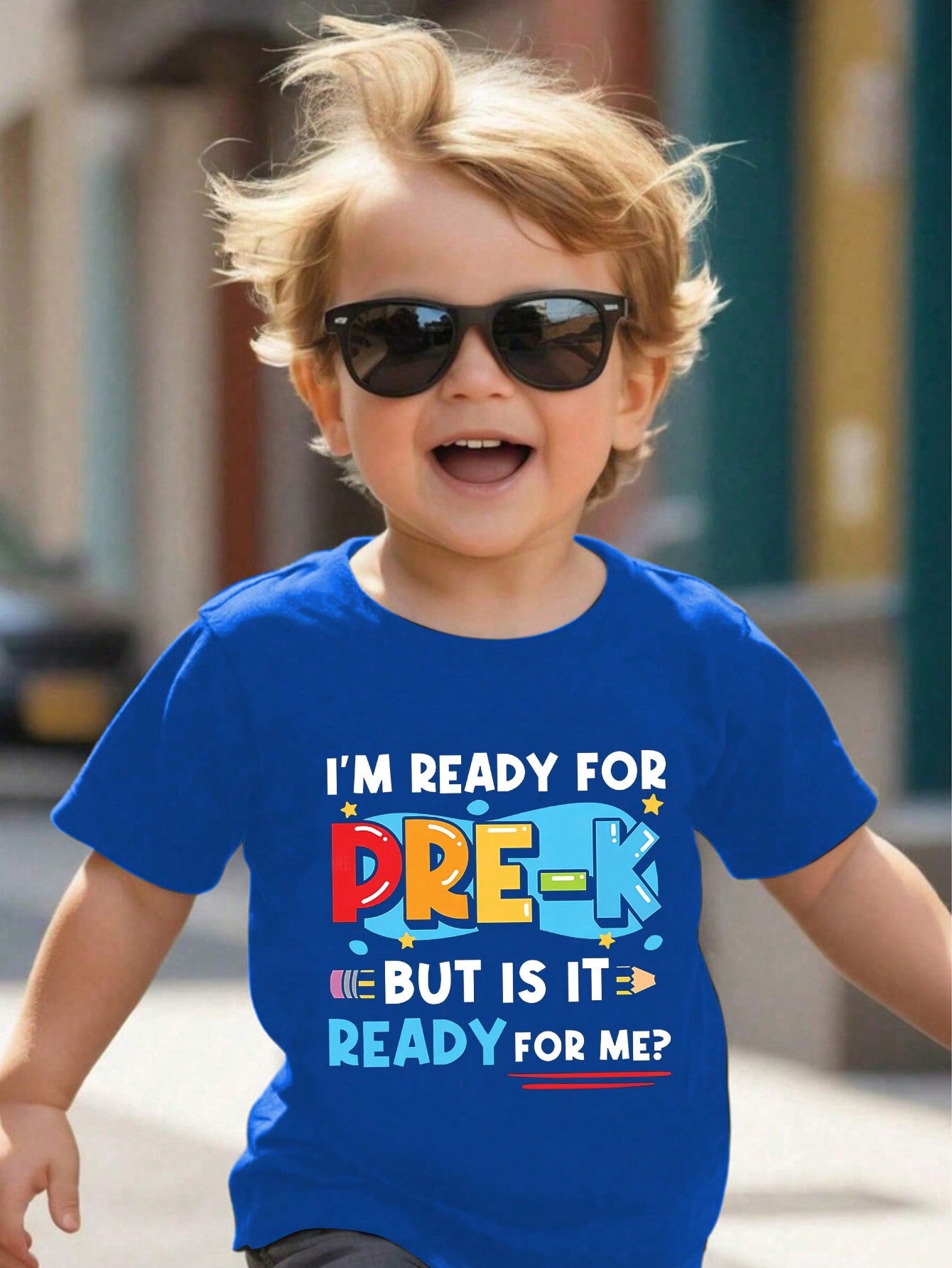 Trendy English Slogan Crew Neck T-Shirt for Young Boys