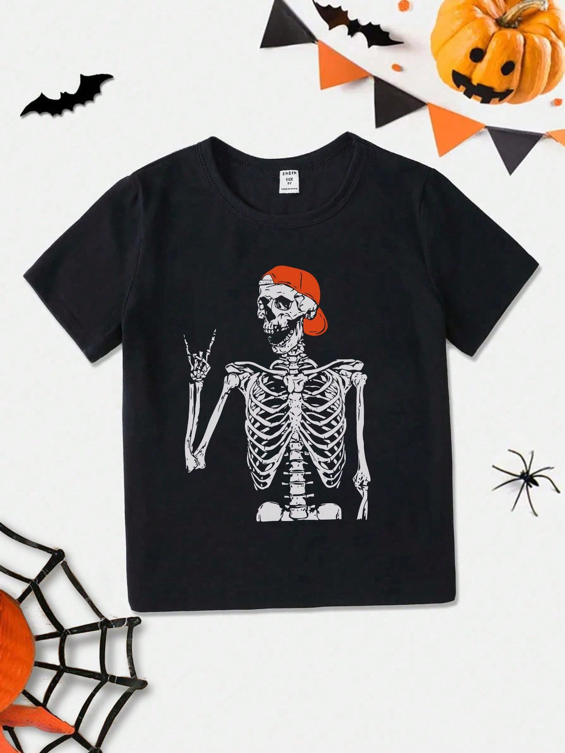 Get into the Halloween spirit with our Simple Skeleton Hand Print Tee! Designed specifically for tween boys, this tee is perfect for a casual yet spooky look. Made with comfortable fabric and featuring a bold skeleton hand print, this tee is guaranteed to be a hit with your little one.