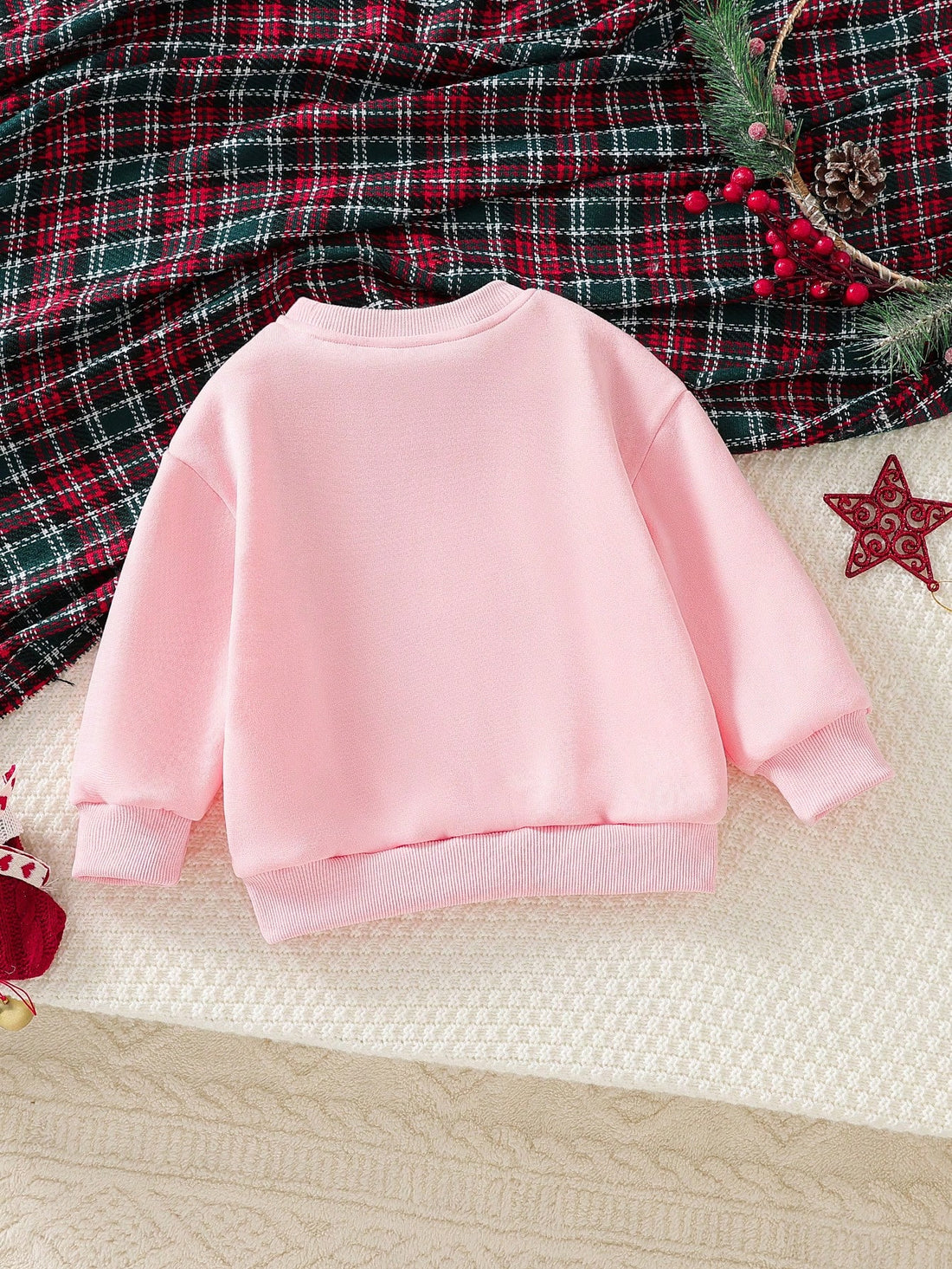 Festive Charm: Stylish Pink Santa Claus Print Sweatshirt for Young Girls