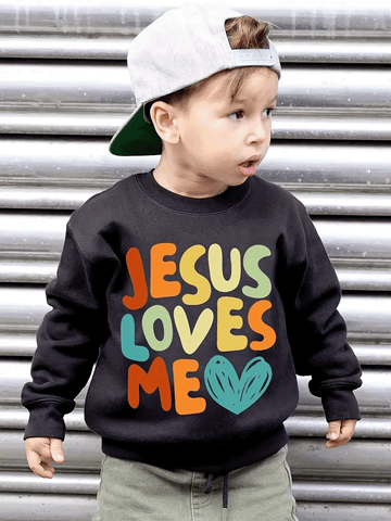 Cozy Autumn-Winter Crew Neck Sweatshirt for Young Boys with Trendy Letter Print