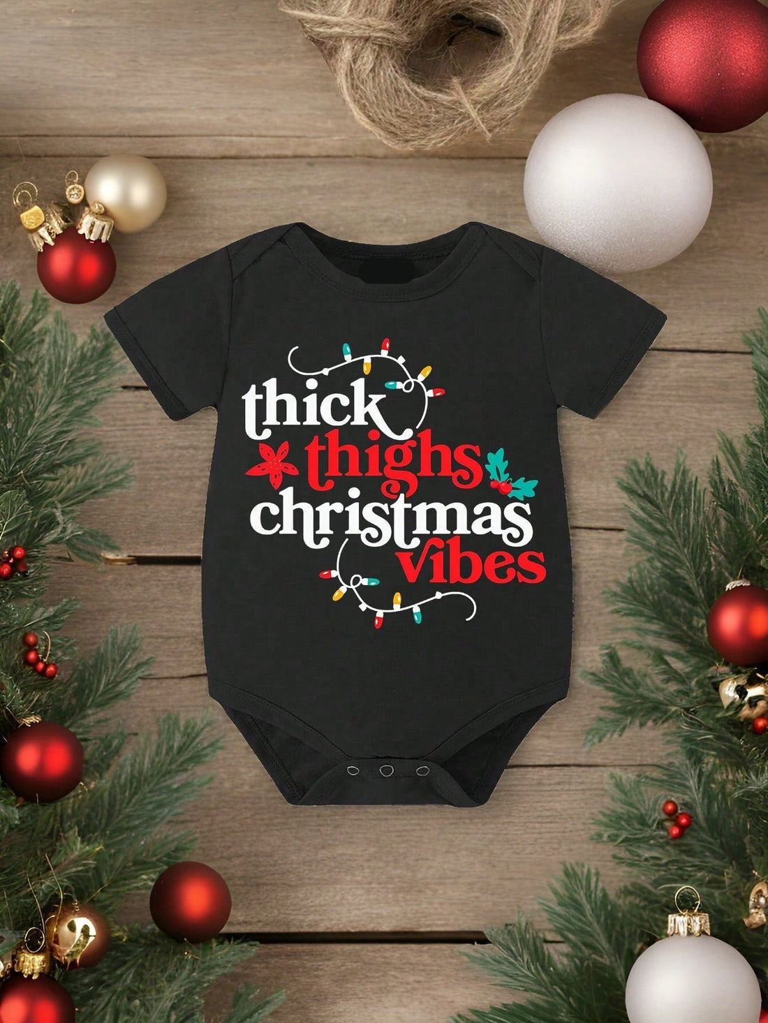 Get your little adventurer ready for the holiday season with our "1pc Baby Boy Christmas Romper"! Featuring a fun holiday slogan and colorful lights graphic, this romper is perfect for all your holiday parties. Don't miss out on this bold and daring addition to your little one's wardrobe!