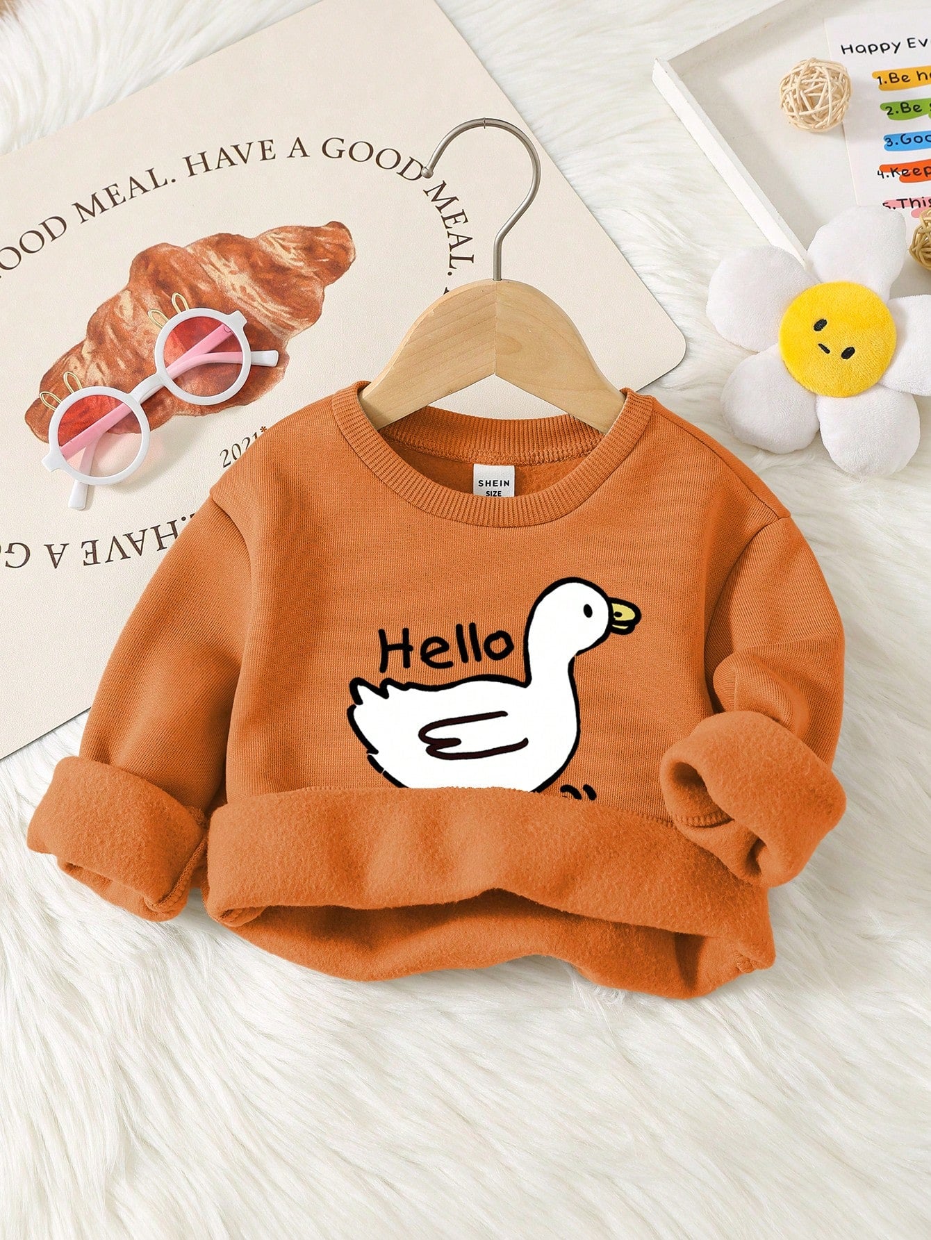 Autumn Duckling Delight: Cozy Knit Sweatshirt for Baby Girls