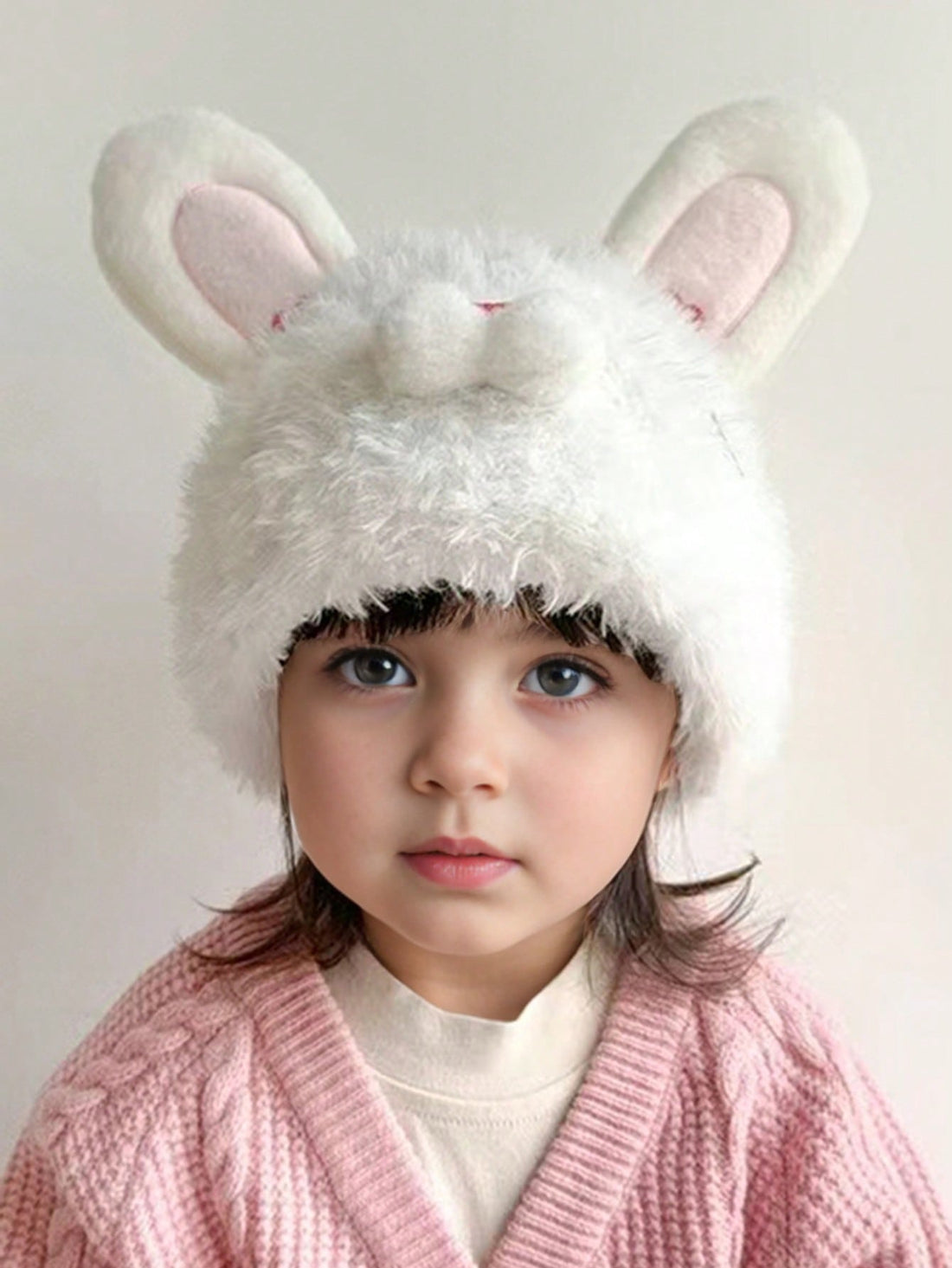 Cute Rabbit Design Fleece Beanie Hat for Kids – Warm & Cozy Winter Accessory