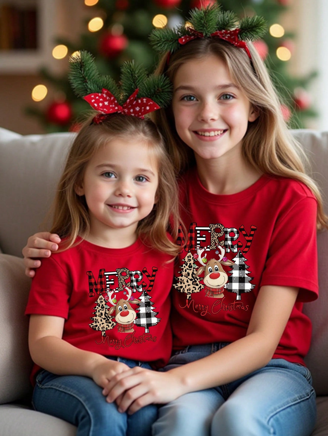 Get ready to spread some holiday cheer with this adorable Baby Girl's Christmas Reindeer & Tree Print T-Shirt! Featuring a festive reindeer and tree print, this shirt is perfect for celebrating the season. Made with soft and comfortable fabric, it's sure to keep your little one both stylish and cozy.