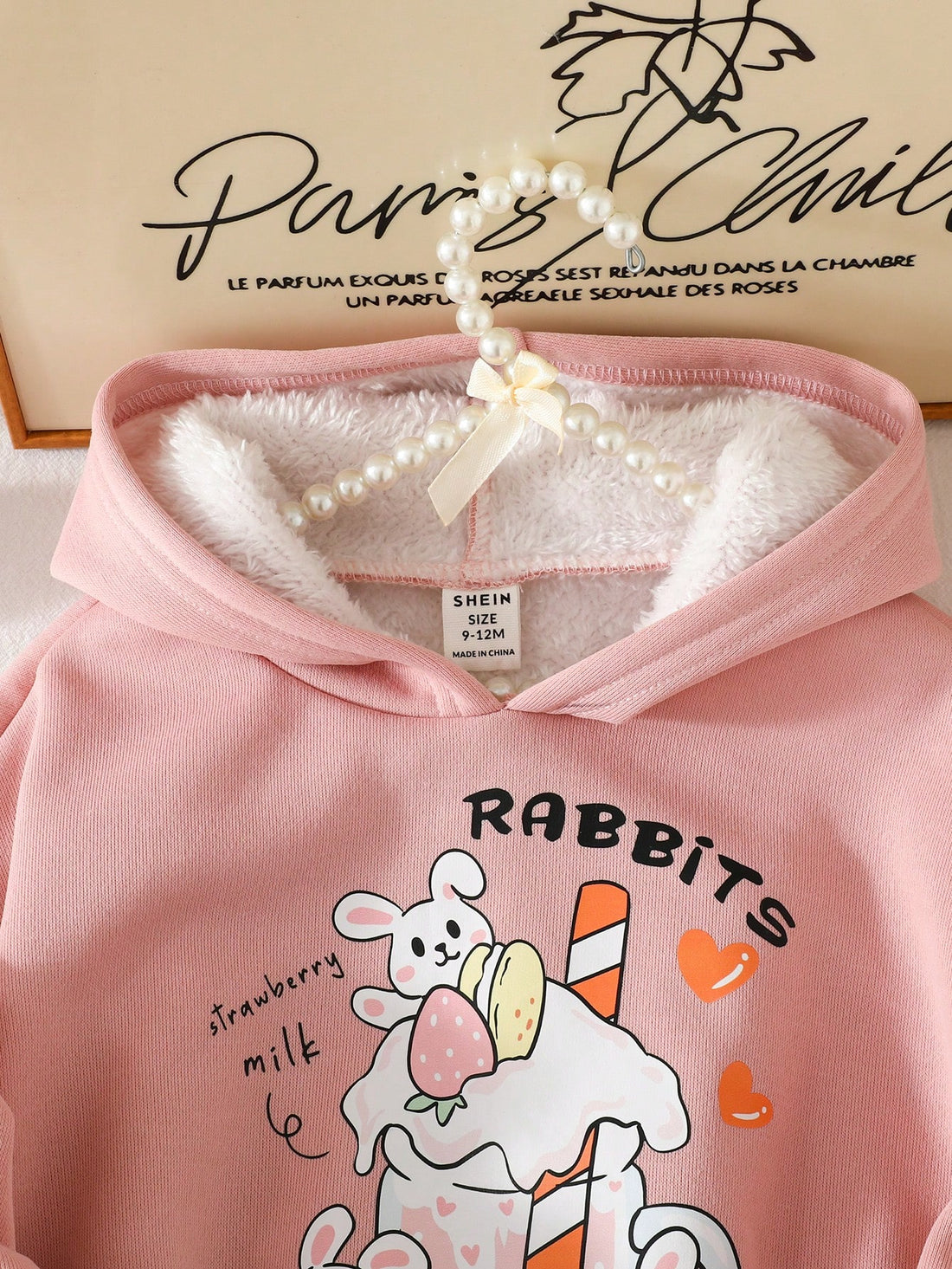 Adorable Pink Cartoon Fleece-Lined Hoodie for Baby Girls - Perfect for Autumn and Winter