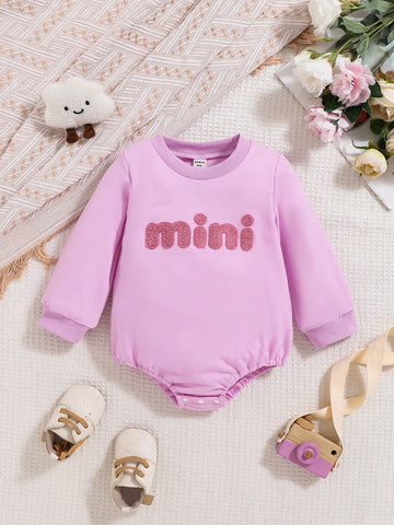 Autumn/Winter Baby Girl Embroidered Letter Long Sleeve Romper – Cute & Casual