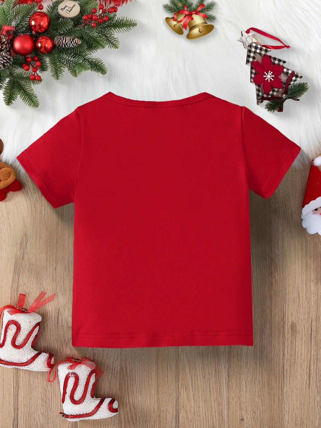 Baby Girl Christmas 'Joy' Letter Print Casual Short Sleeve T-Shirt – Perfect for the Holidays